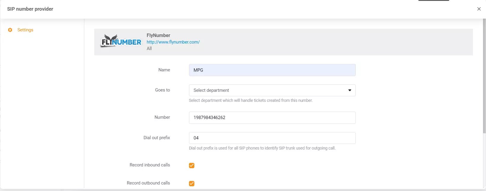 FlyNumber-tunnistetiedot