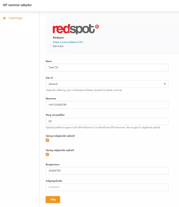 Redspotin tunnistetiedot