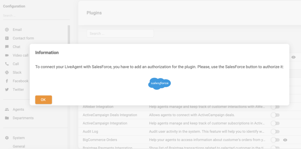 Salesforce-integraation kirjautuminen