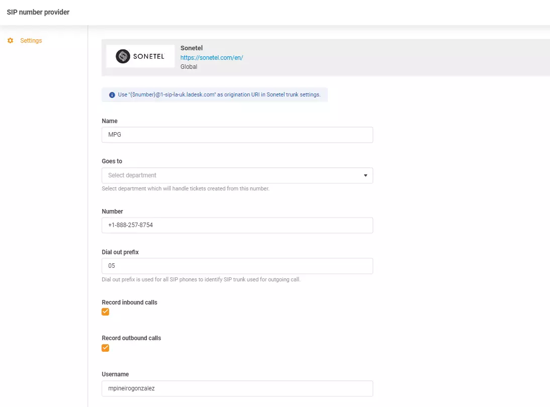 Sonetel-tunnistetiedot