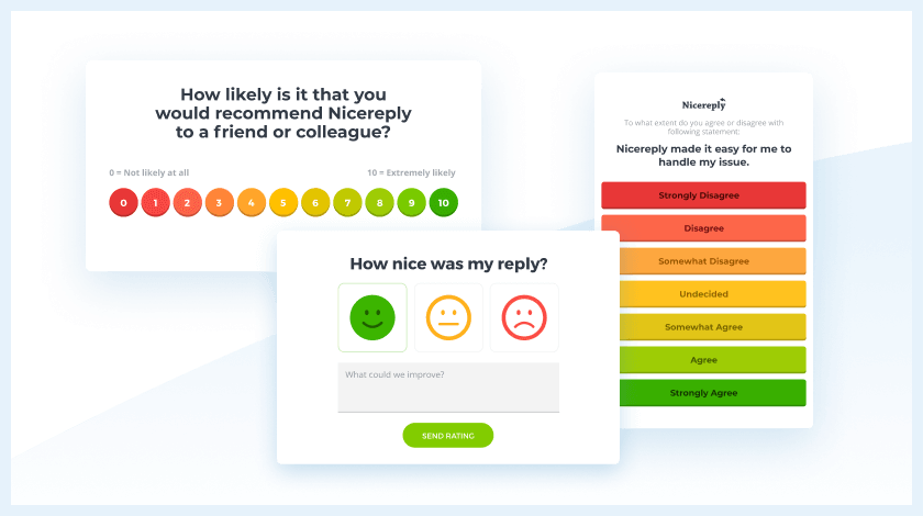 Nicereply-kyselyn mukauttamisvaihtoehdot