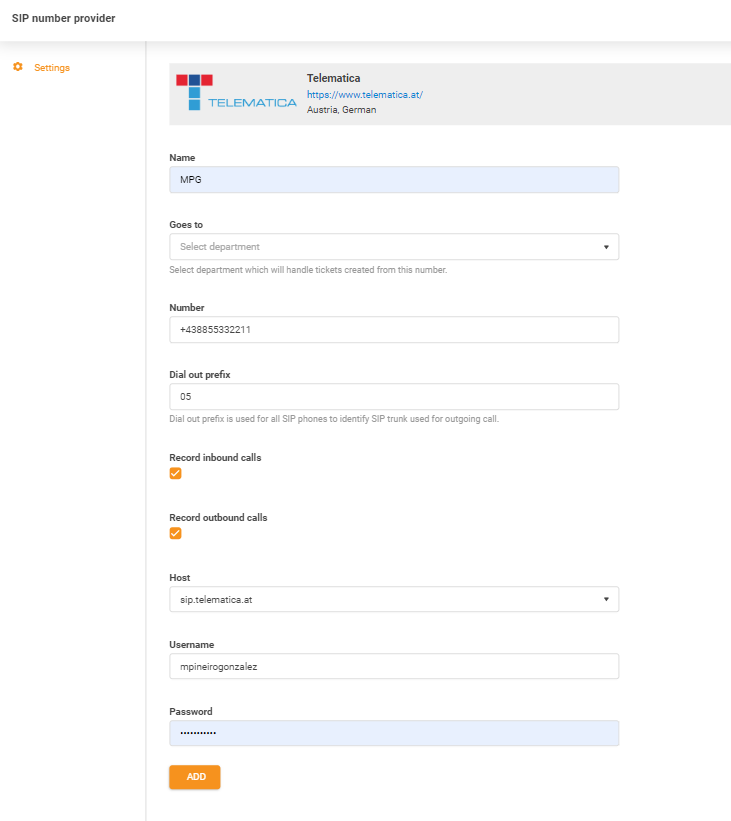 Telematica credentials