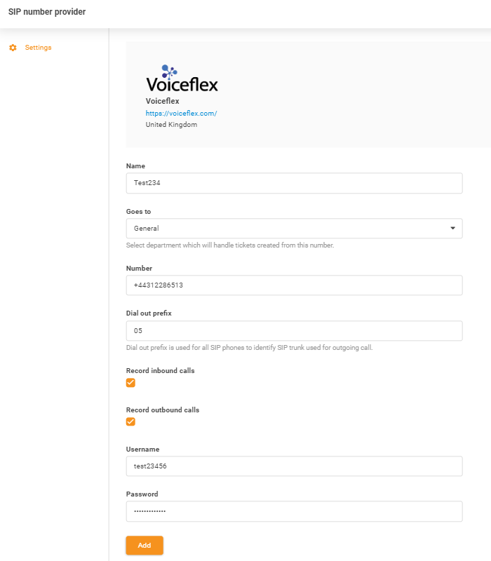 Voiceflex-tunnistetietojen syöttö