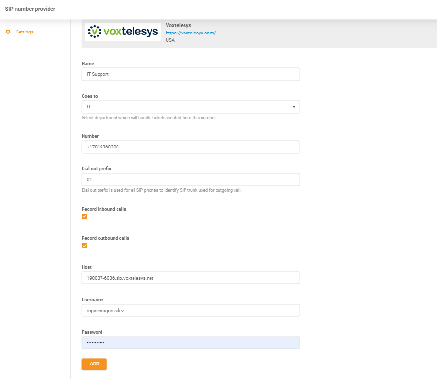 Voxtelesys-tunnistetiedot