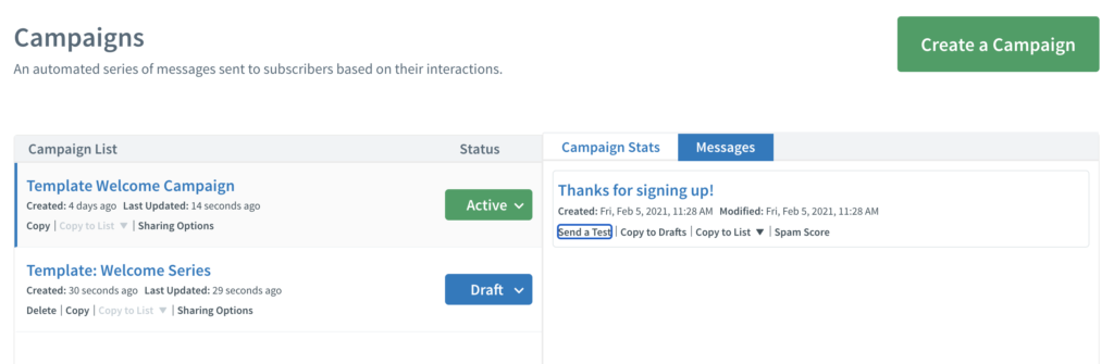 AWeber-kampanjoiden esikatselu