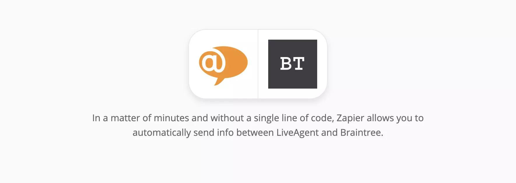 LiveAgent ja Braintree -integrointisivu Zapierissa