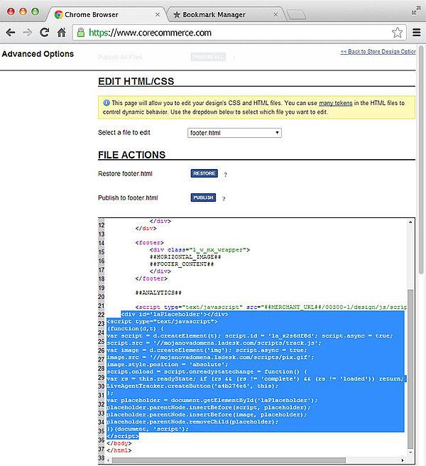 CoreCommerce LiveAgent -integraatio