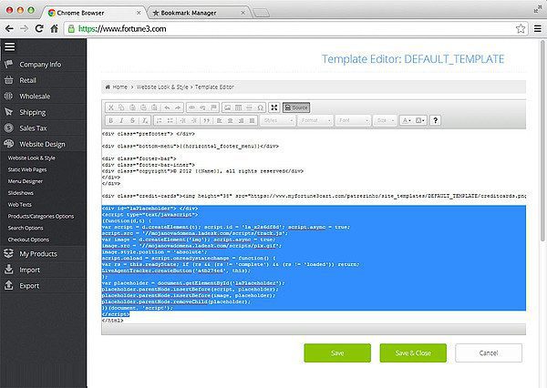 Fortune 3 LiveAgent -integraation asennus