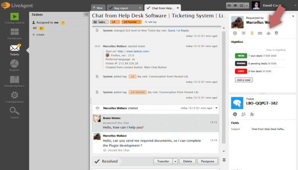 Highrise LiveAgent -integraatio
