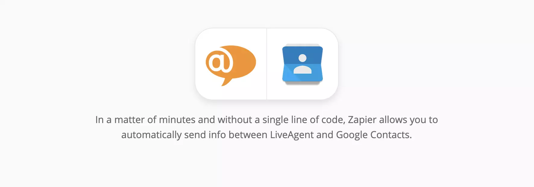 LiveAgent ja Google Contacts integraatiosivu Zapierissa