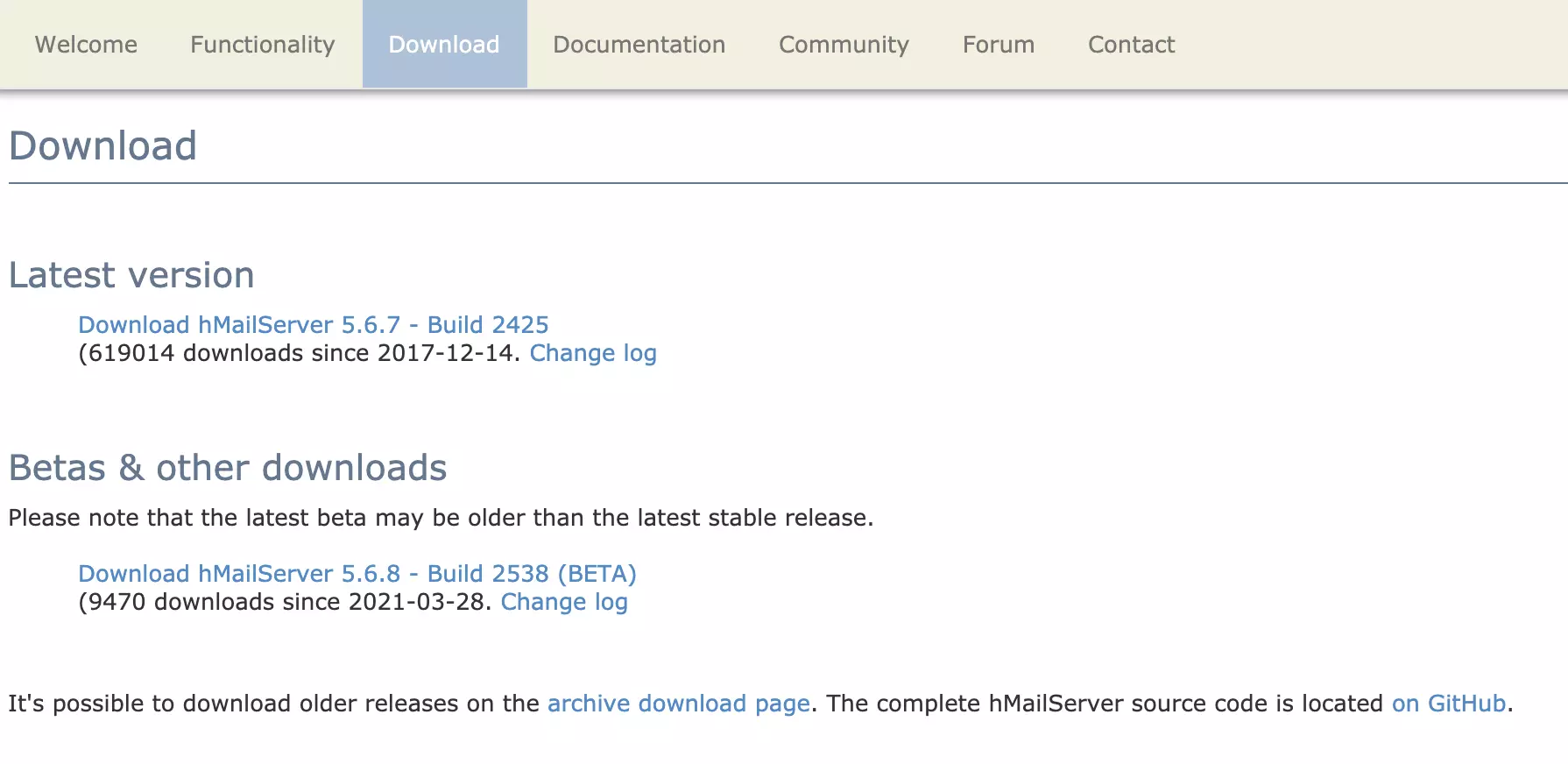 HMailServer lataussivu