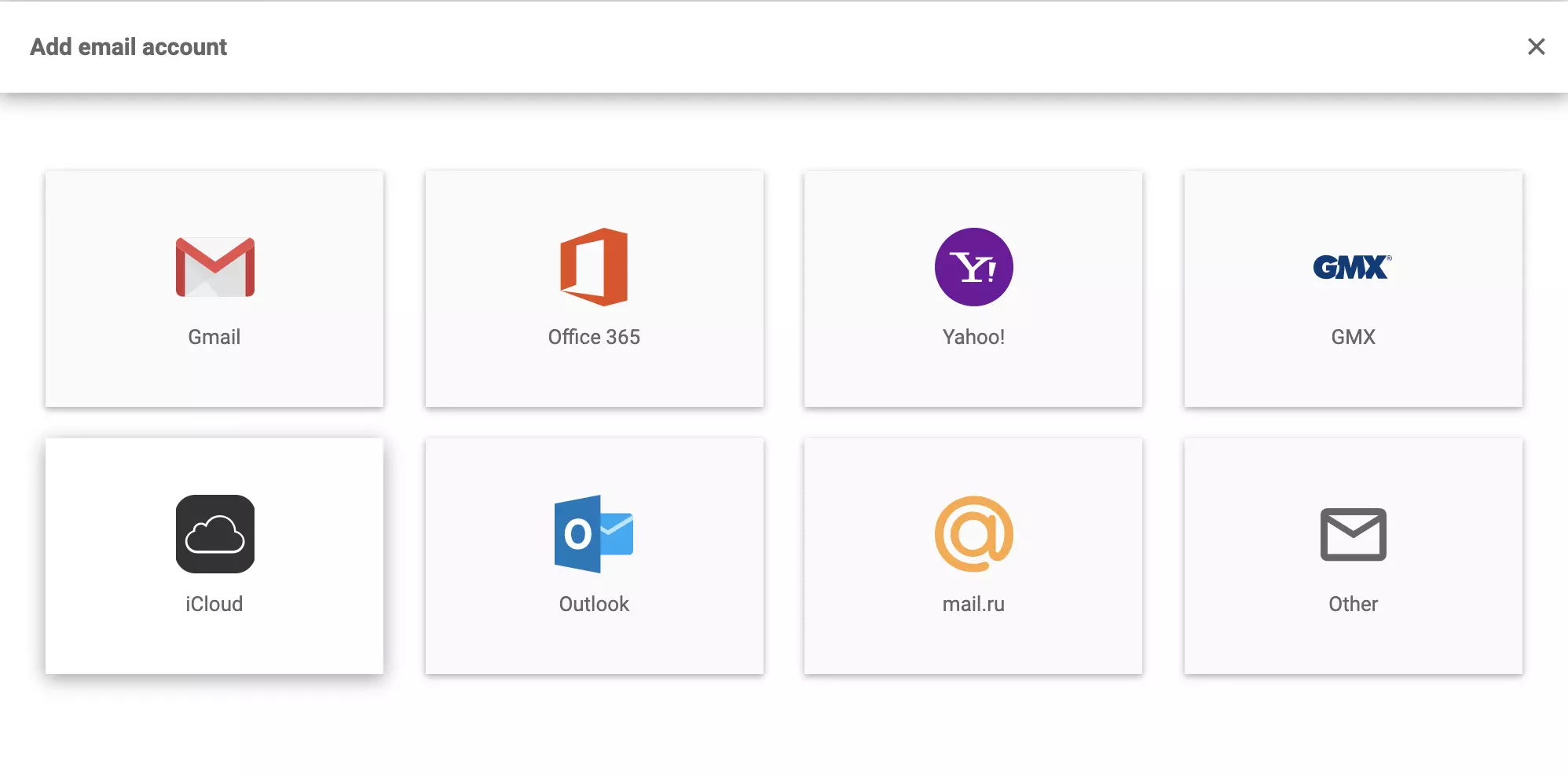 iCloud LiveAgentin sähköpostiasetuksissa