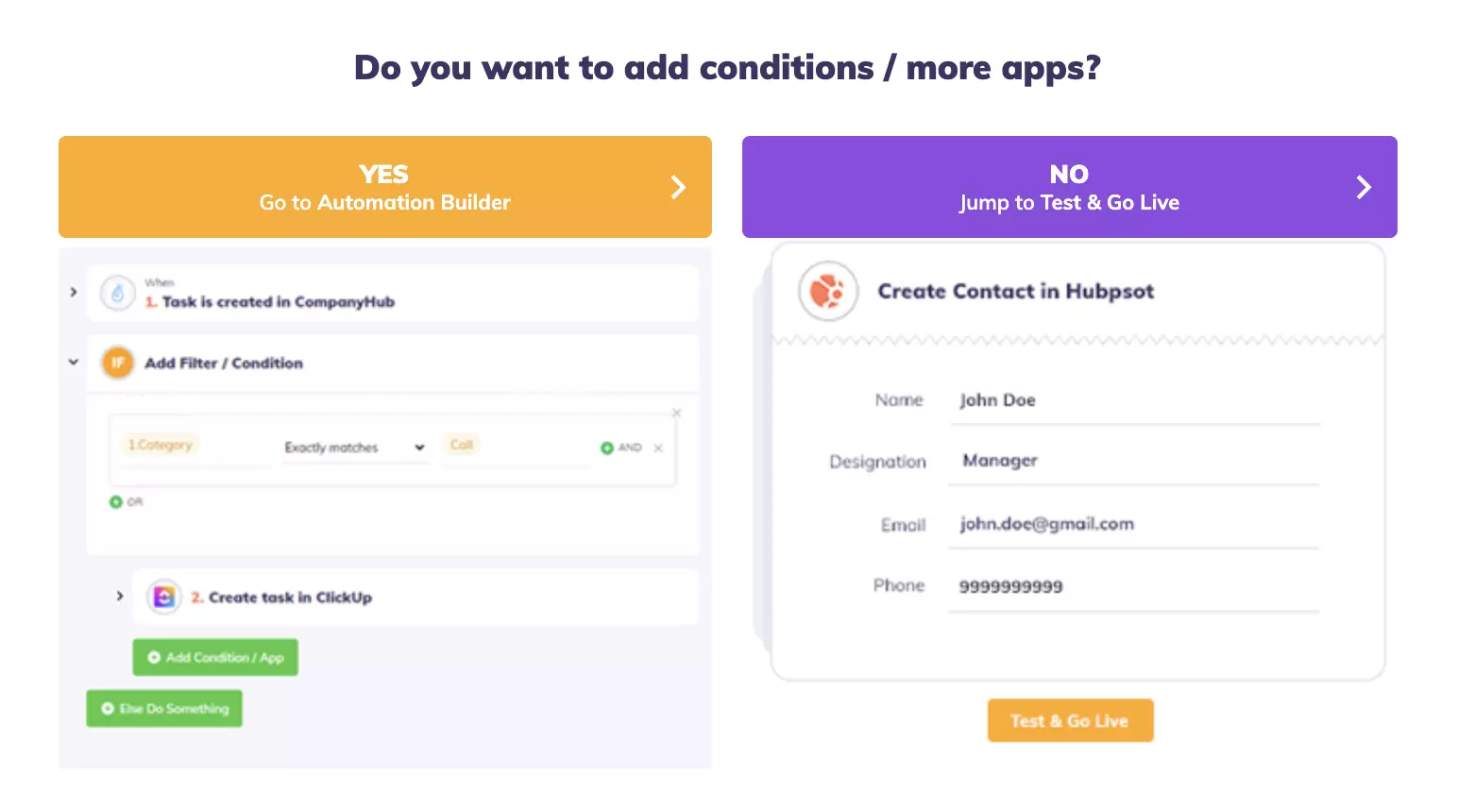 Automatisoinnin rakentajan valitseminen tai siirtyminen testiin ja integroinnin ottaminen käyttöön