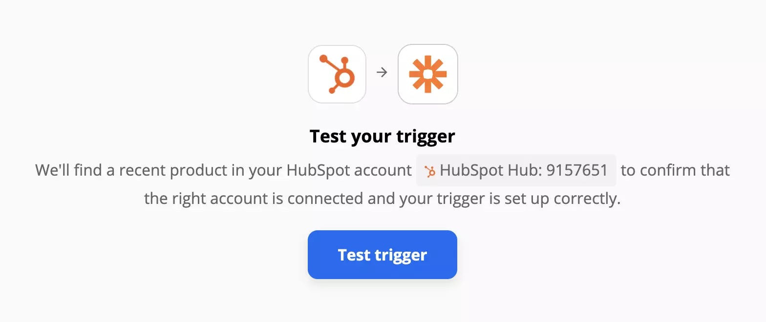 HubSpot-laukaisimen testi Zapierissa