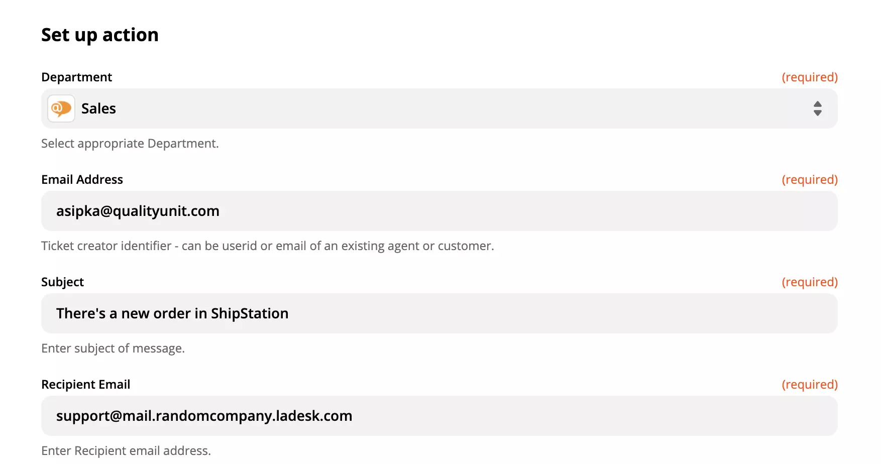 LiveAgent-toiminnon määritys