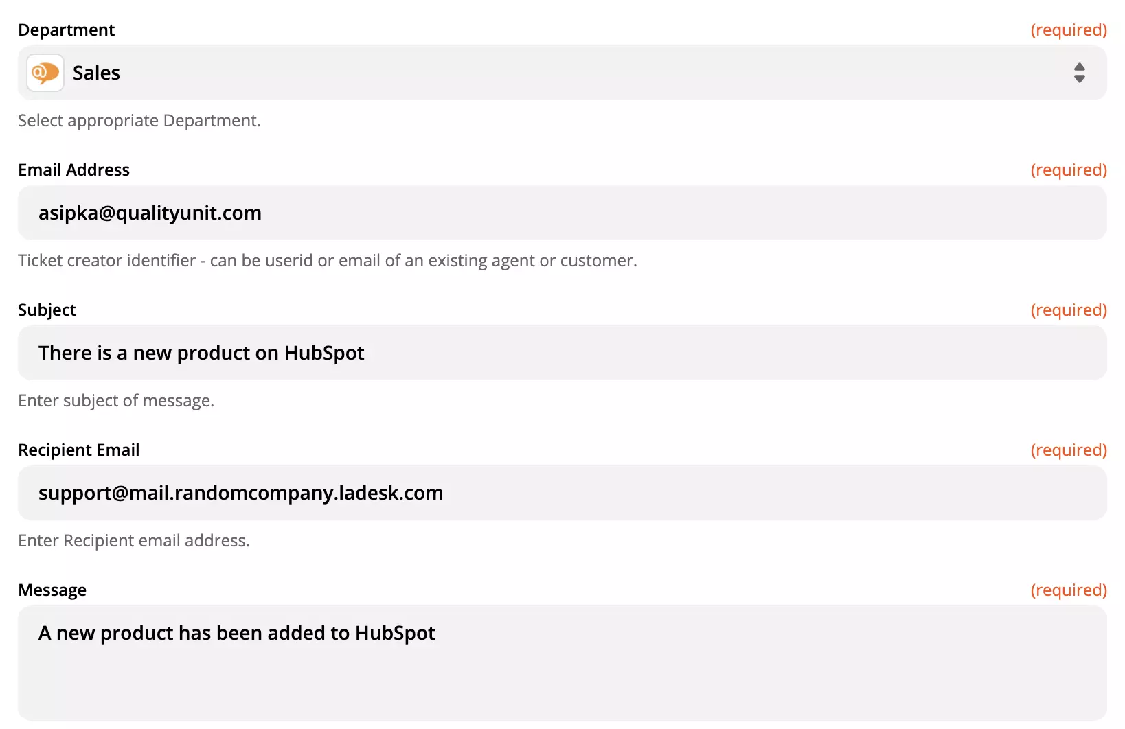 LiveAgent-toiminnon asetukset Zapierissa