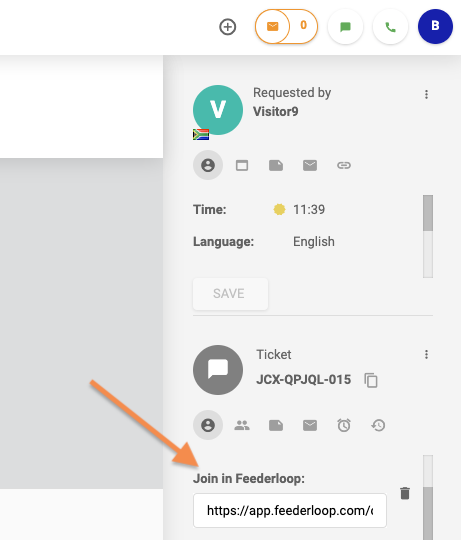 LiveAgent Feederloop -integraatio tiketin sisällä