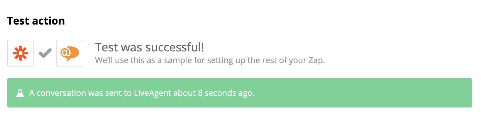Onnistunut Google Sheets- ja LiveAgent-integraation testi