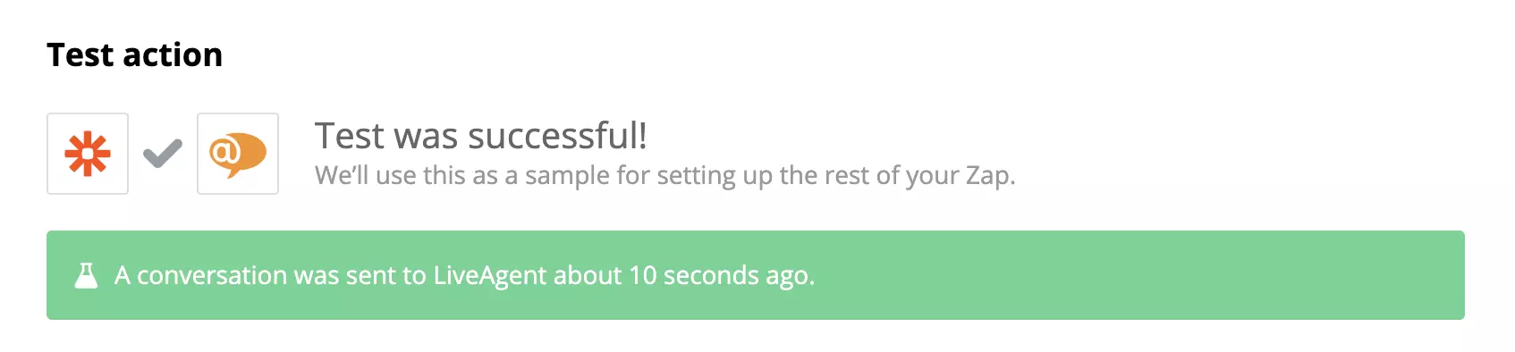 Onnistunut HubSpot- ja LiveAgent-integraation testi
