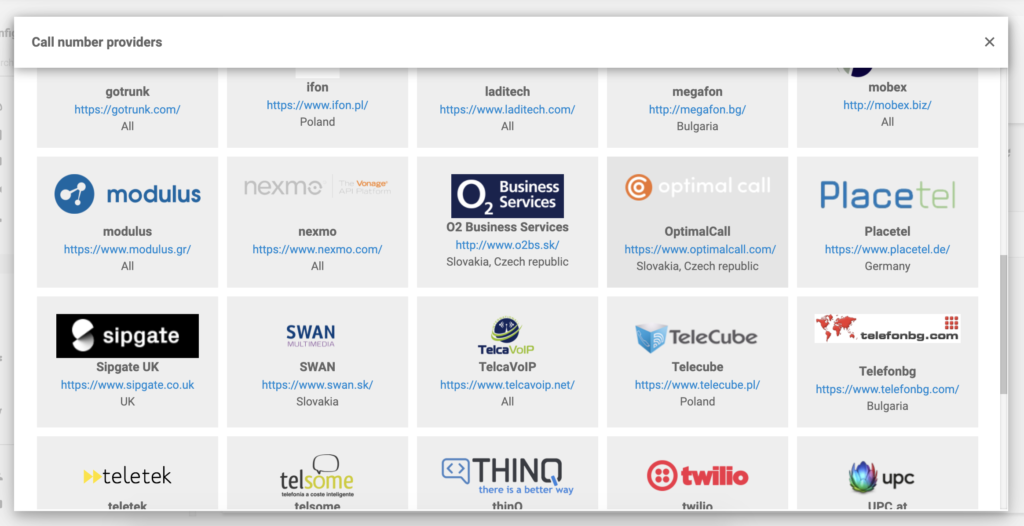Optimal Call VoIP-palveluntarjoajien listalla