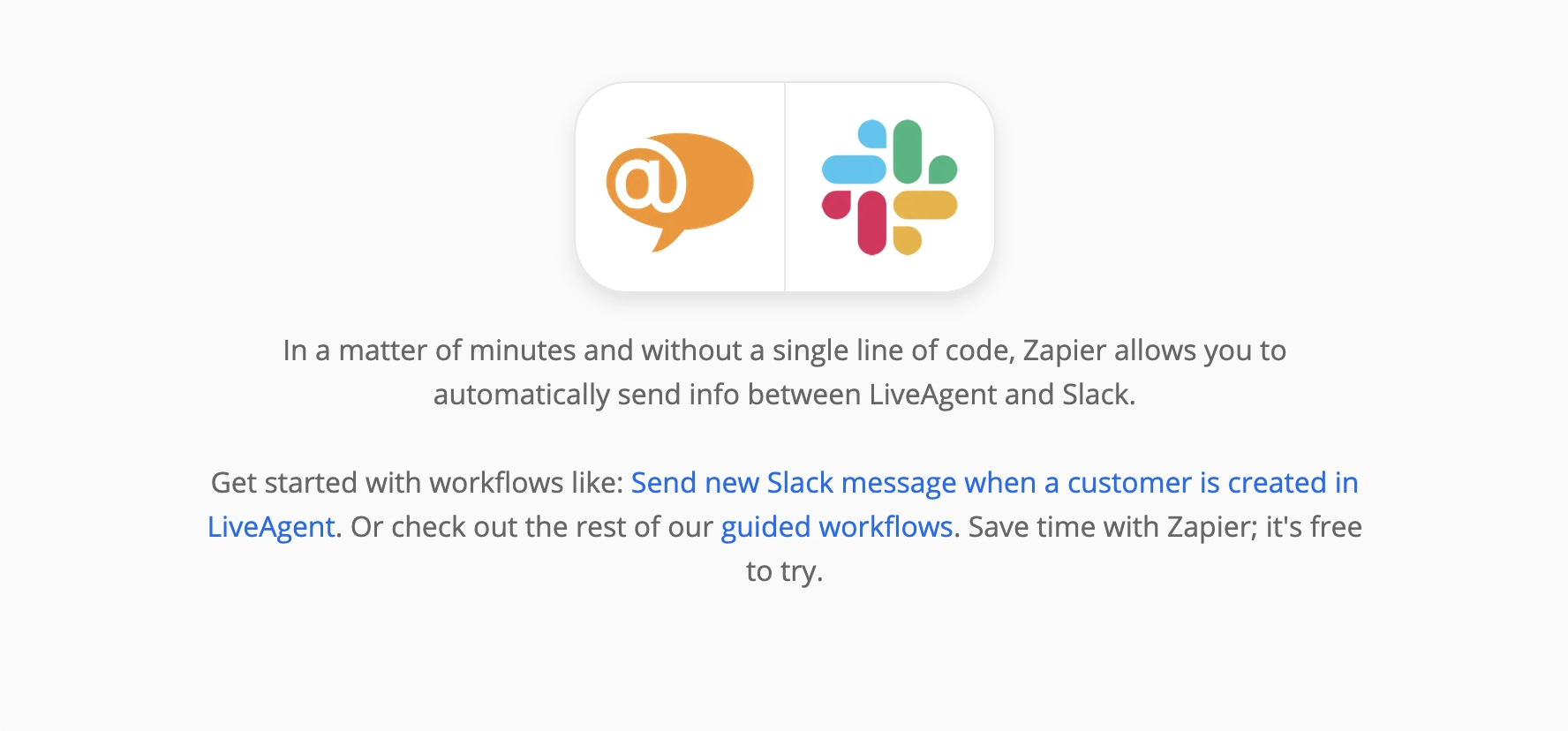 Zapier-sivu LiveAgent- ja Slack-integraatioista