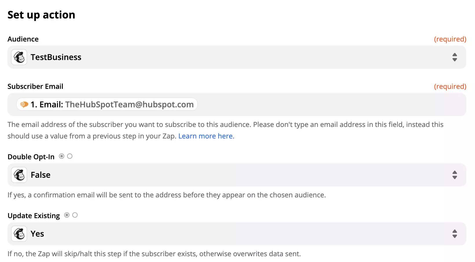 Mailchimp-toiminnon asennus