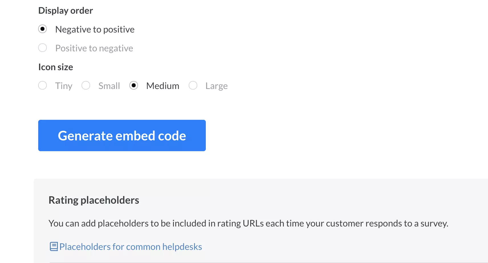 Kyselyn luomisen viimeistely upotuskoodin luomispainikkeella