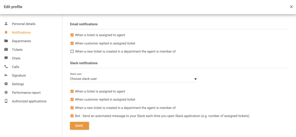 Slack-ilmoitusten vaihtoehdot Muokkaa profiilia -osiossa