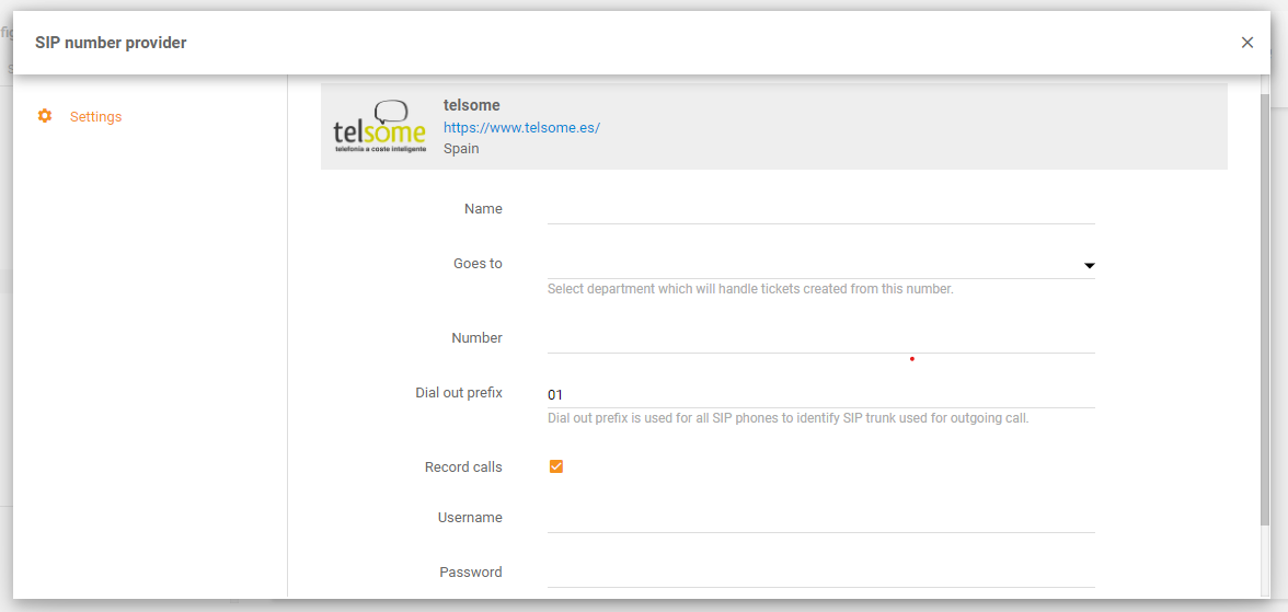 Telsome-integraatio LiveAgentissa