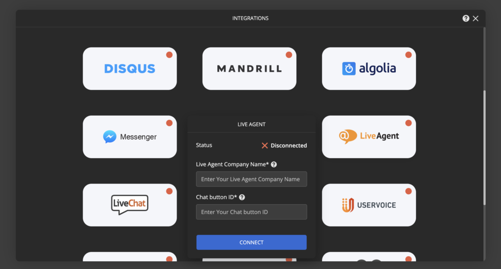 Ucraftin LiveAgent-integraatio