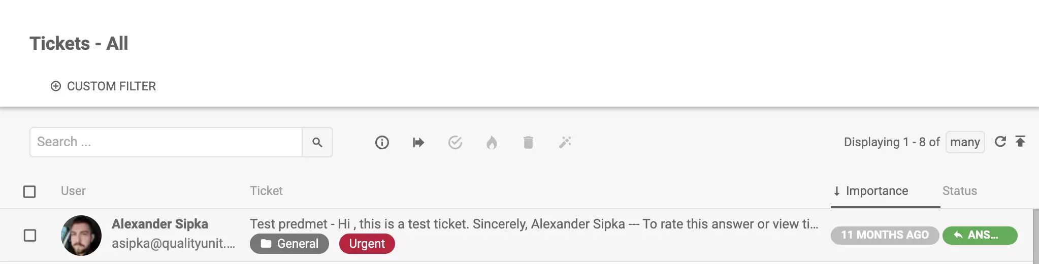 LiveAgent - kiireellinen merkintä lipukkeessa