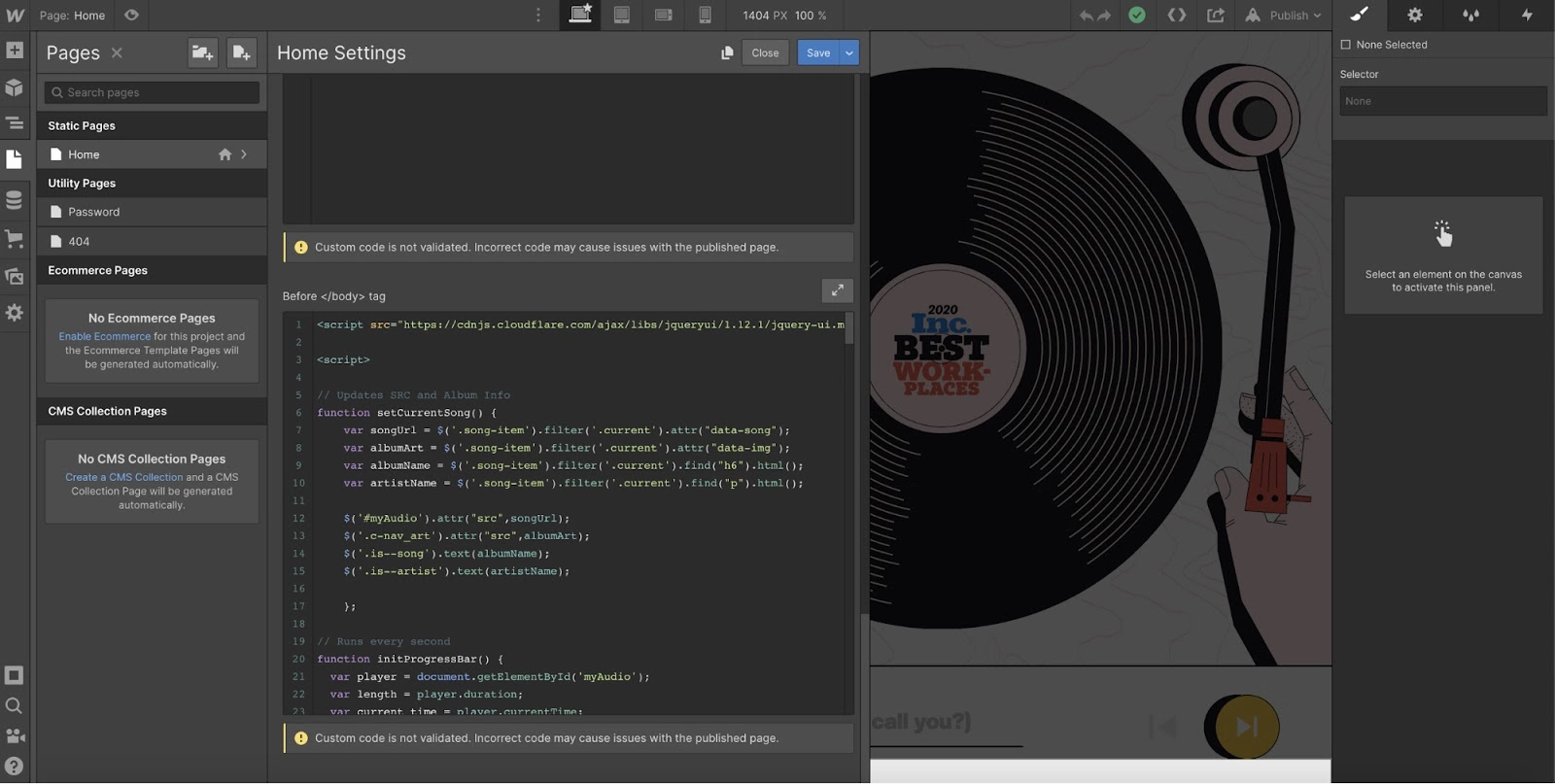 Webflow-kustomikoodin vaihtoehto LiveAgent-integraatioprosessissa