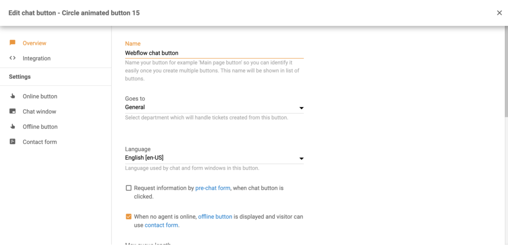 Chat-painikkeen konfiguraatio LiveAgentissa