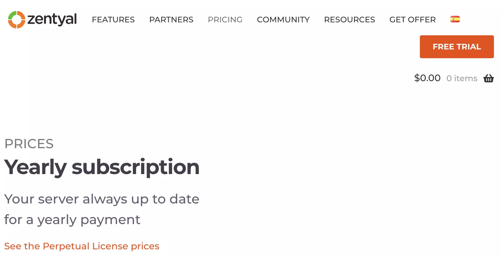 Zentyalin maksetut suunnitelmat Zentyalin verkkosivustolla