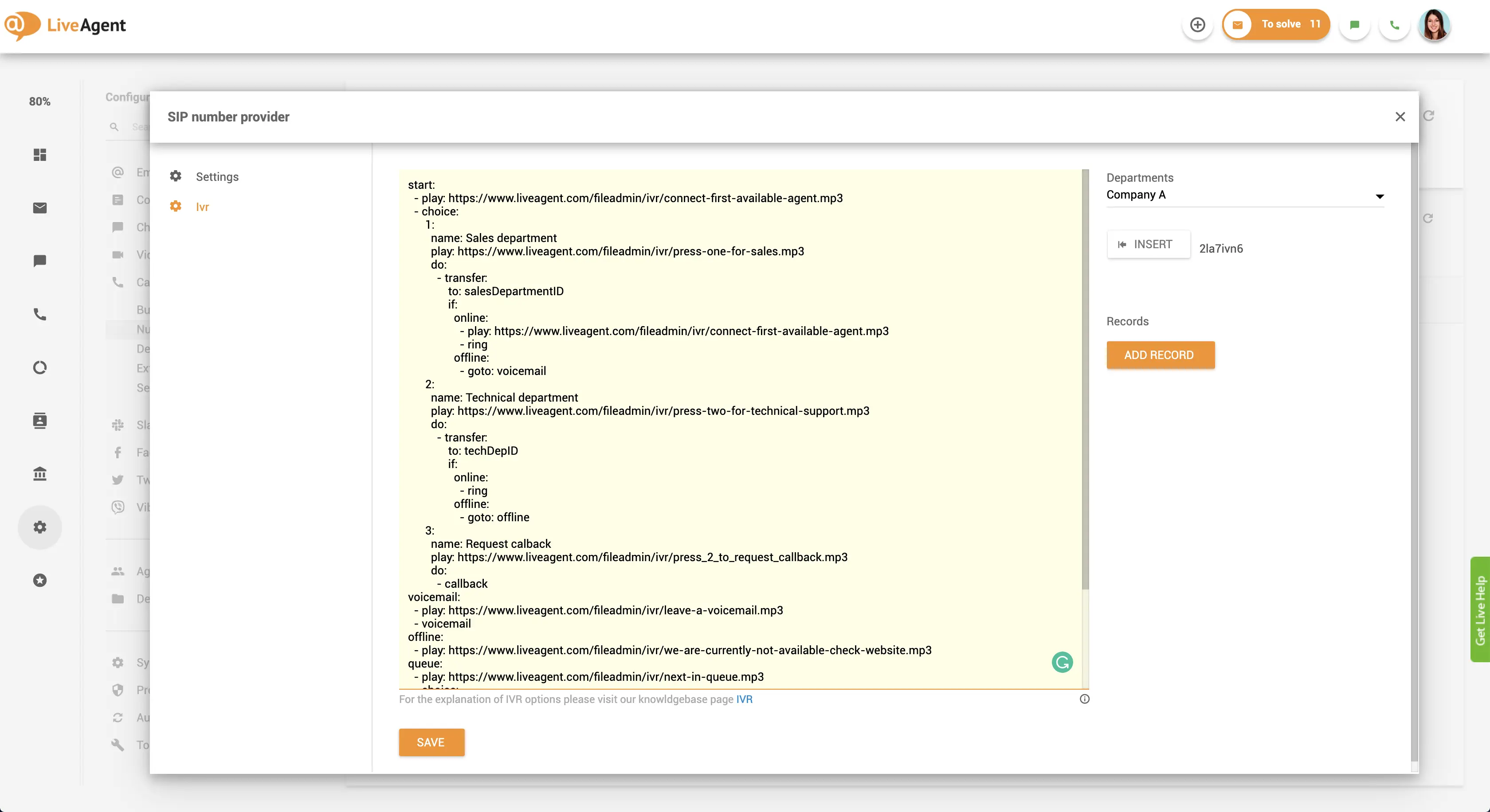 IVR-skriptin luomisen käyttöliittymä