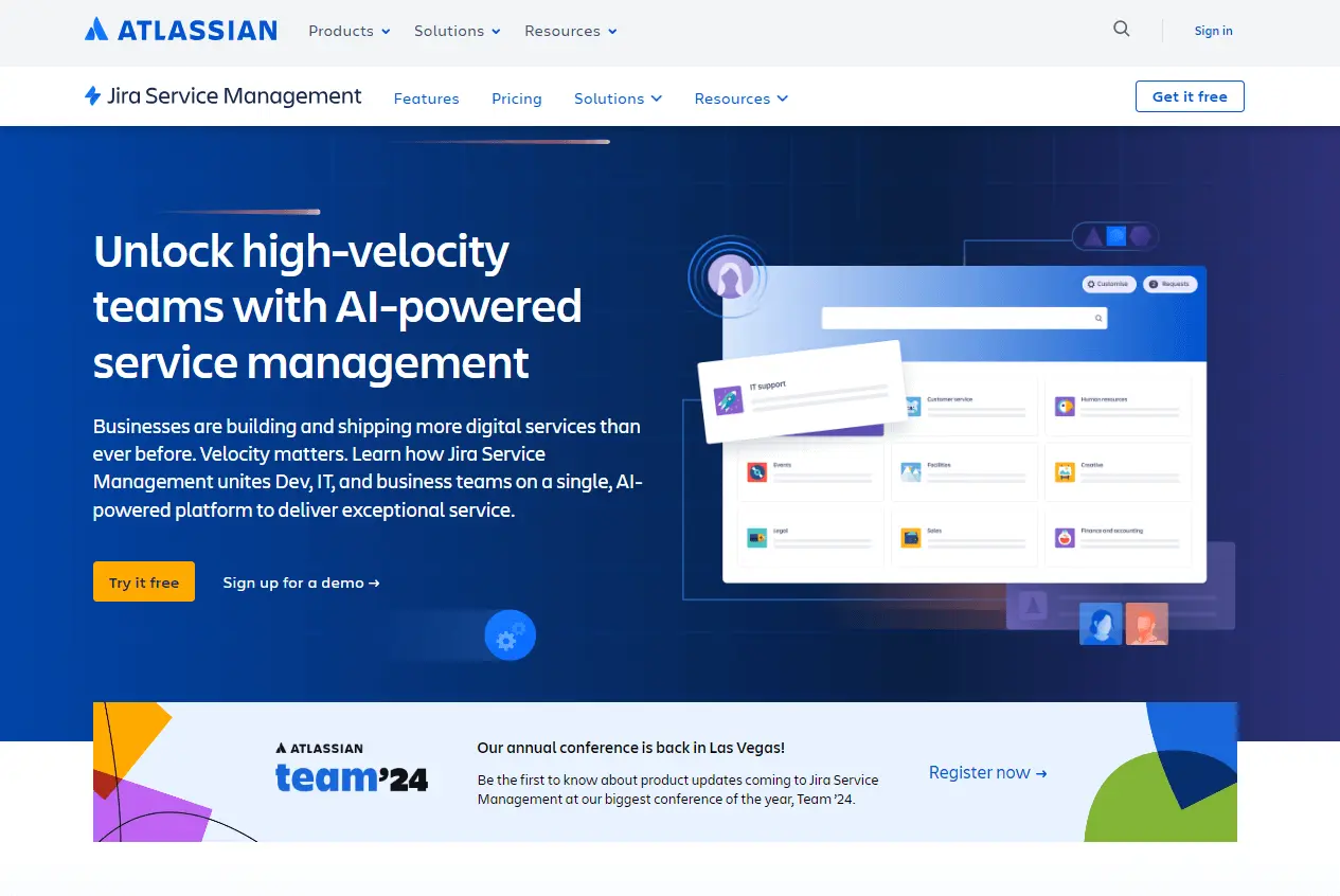 Jira Service Management -kotisivu, Help Scout-vaihtoehto palvelun hallintaohjelmistolle