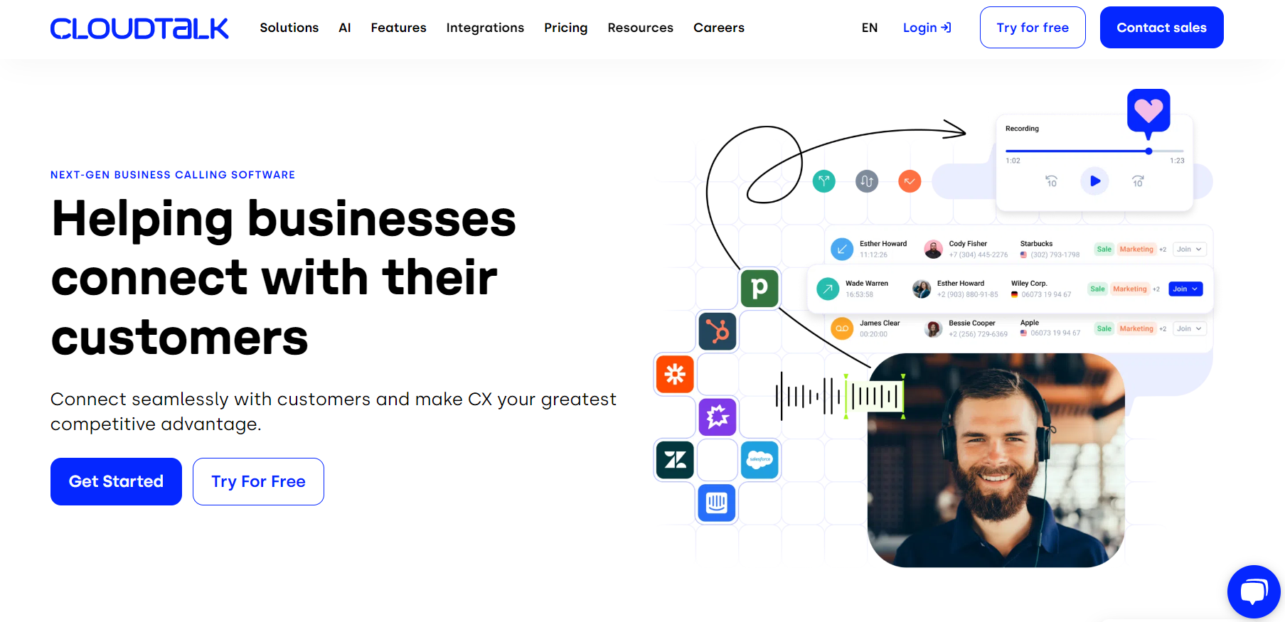 CloudTalk-kotisivu - puhelinvaihteisto