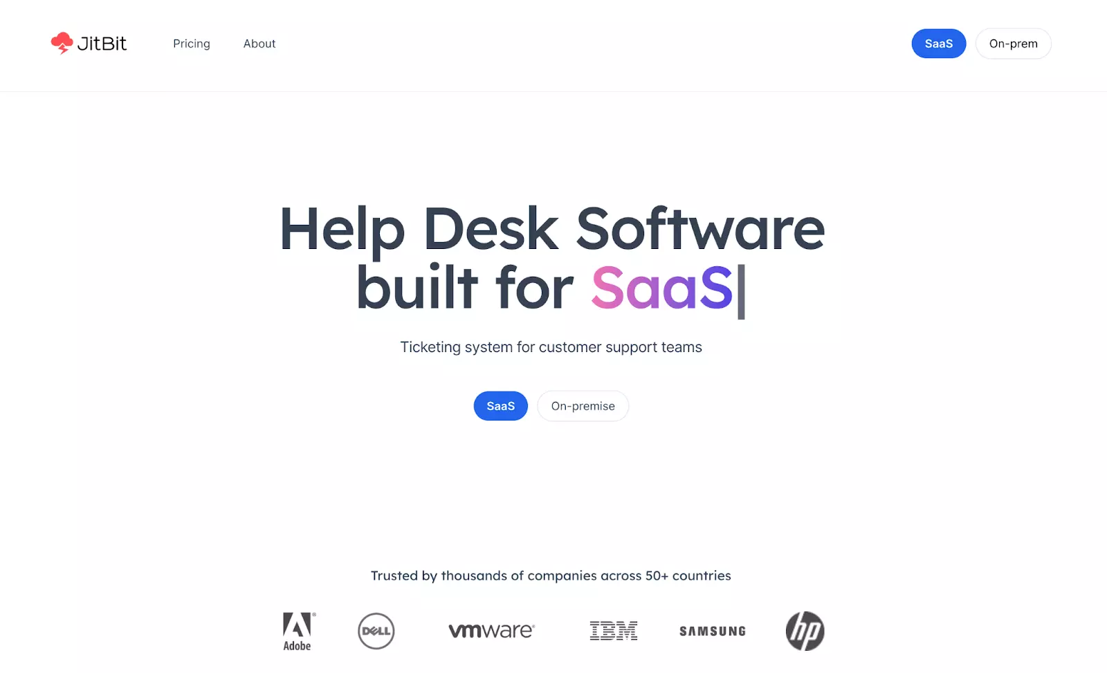 Jitbit-tikettiohjelmiston kotisivu