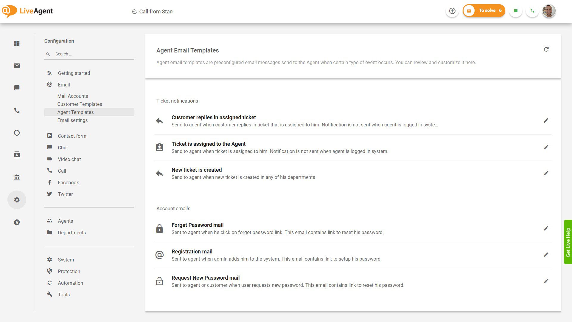 Tallenna sähköpostimallit ja ota ne käyttöön yhdellä napsautuksella LiveAgent-kojelaudassa