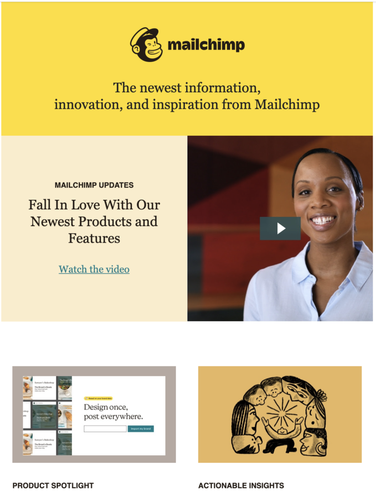 Mailchimp uuden blogikirjoituksen malli