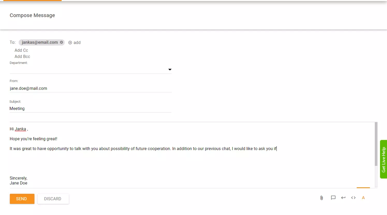 Sähköpostin avaus esimerkki