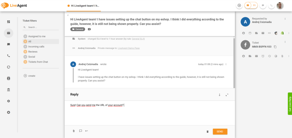 Vastaaminen Facebook Messenger -viesteihin LiveAgentista