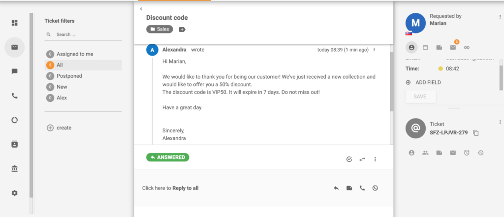 Lipun esimerkki alennuskoodin tarjous