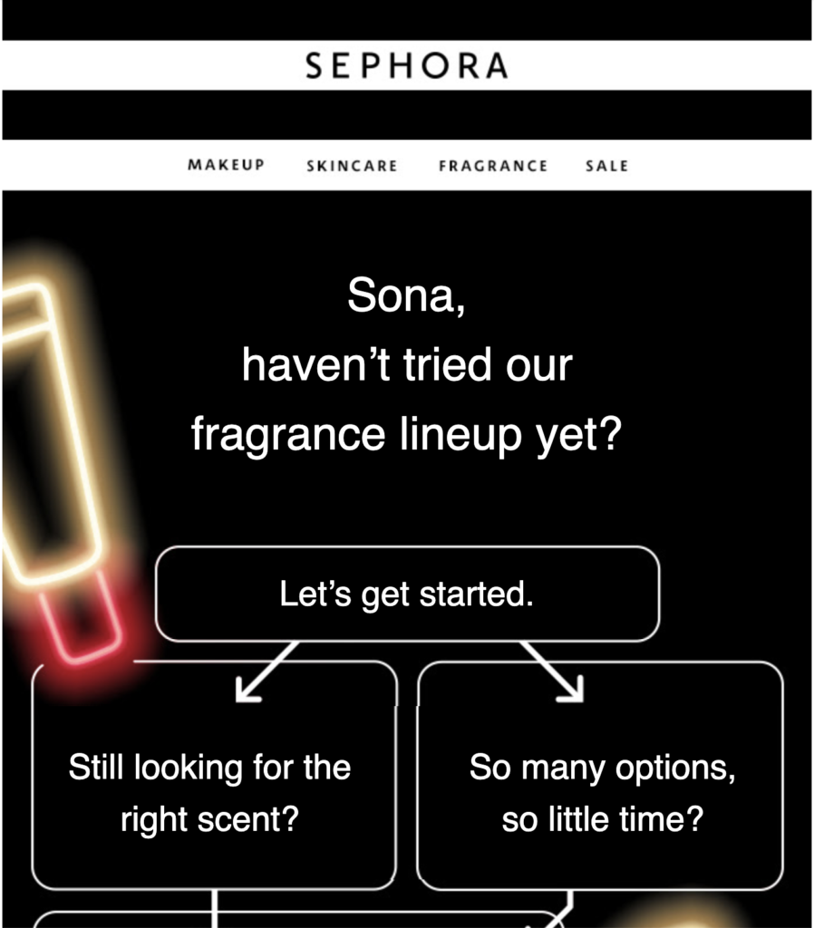 A win-back email from Sephora