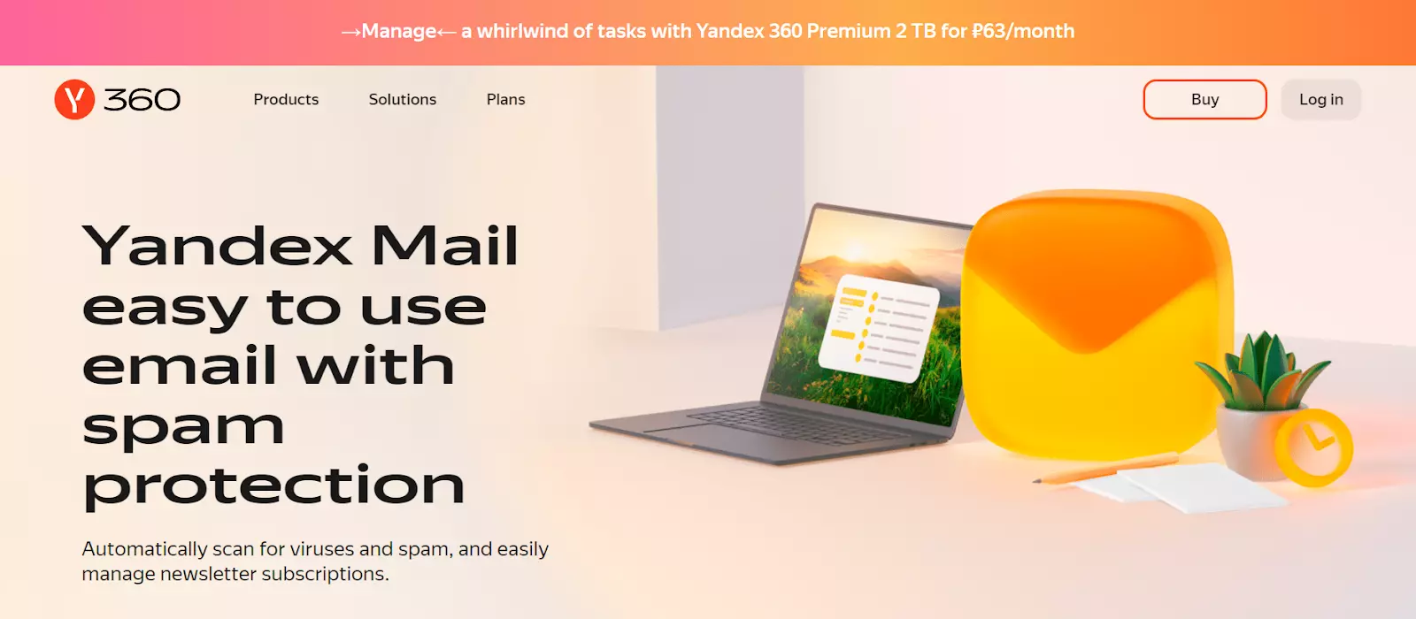 Yandex Mail -kotisivu